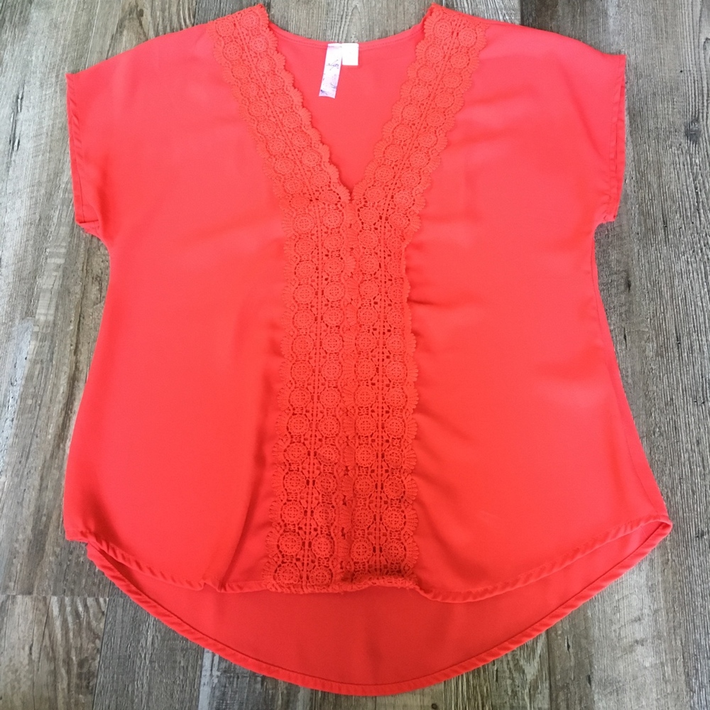 Francescas bright red lace blouse small like new